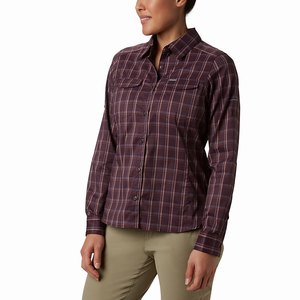 Columbia Silver Ridge™ Lite Plaid Långärmad Tröja Dam MörkRosa (OIKSH6790)